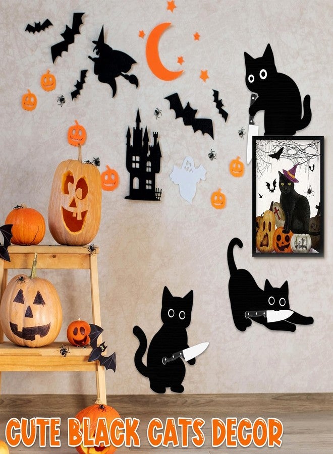 CYUXING 3Pcs Black Cat Halloween Wall Decorations Set, Wooden Wall Art for Home, Spooky and Cute Halloween Decor for Doors, Entryways, Walls - Gift for Cat Lovers and Party Decoration - Image 5